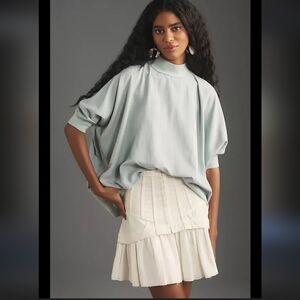 Anthropologie Batwing Sleeve Mock Neck Blouse